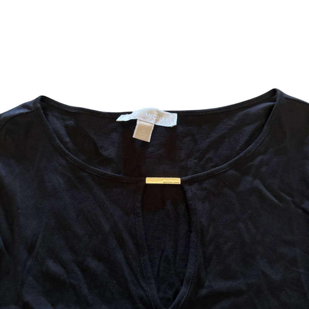 Michael Kors Bell Sleeve Gold Bar Black Long Sleeve Top Womens Medium - Picture 2 of 4
